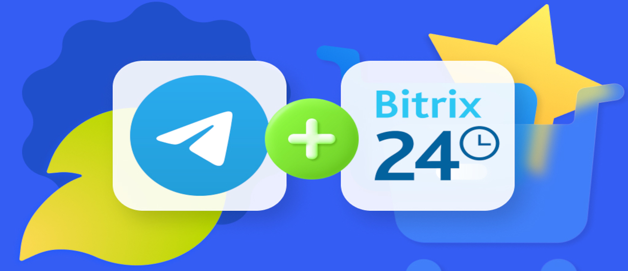 Icono de Telegra, sumado a logo de Bitrix24